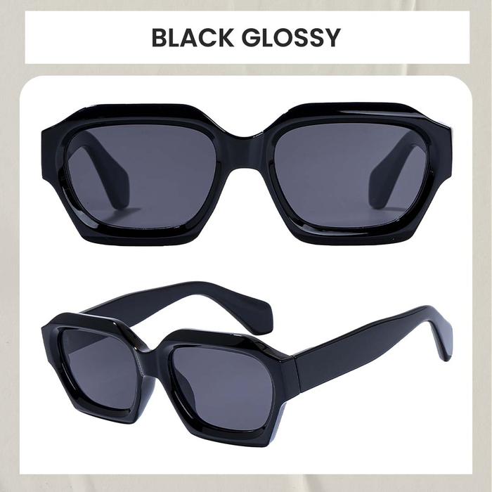 Gambar Kacamata Hitam Sunglasses Geometric Anti Uv 400 Fashion Berrybarton 86606 - Black Glossy  dari berrybarton.kacamata undefined Tokopedia