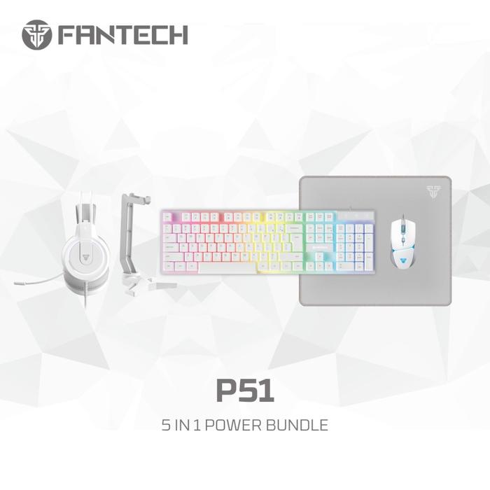 Gambar Fantech 5 in 1 Combo P51 Gaming Keyboard Mouse Headset Mousepad - P51 White dari Starcomp Origin undefined Tokopedia