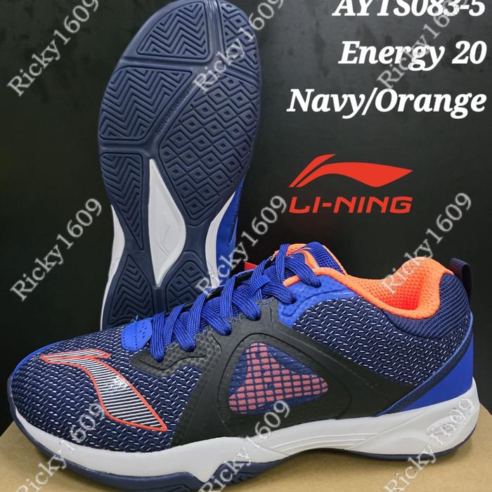 Gambar SEPATU BADMINTON LINING ENERGY 20 - CUSHION - TPU STABILITY - ORIGINAL - NAVY/ORANGE dari Ricky1609 undefined Tokopedia