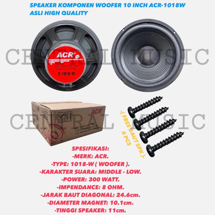Gambar SPEAKER KOMPONEN WOOFER 10 INCH ACR-1018W ASLI HIGH QUALITY dari Centralmusic undefined Tokopedia