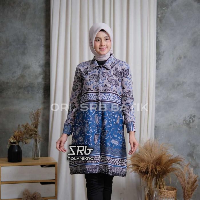 Gambar Baju Tunik Batik Wanita Perempuan Terbaru  Atasan Dewasa Jumbo Modern BJ9 Dress Kancing Panjang Katun Muslim Nyaman Wudhu melayu Ibu - Pisang Bali, M dari BATIKFIX undefined Tokopedia