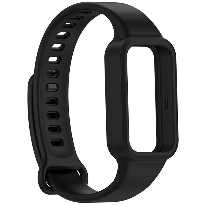 Gambar Silicone Strap Xiaomi Smart Band 9 Active - RedMi Band 3 - Built-in Case Cover Casing Mi Band Watch Jam Tangan Pintar Wrist Soft Softcase Shock Proof - Black dari Logay Acc undefined Tokopedia