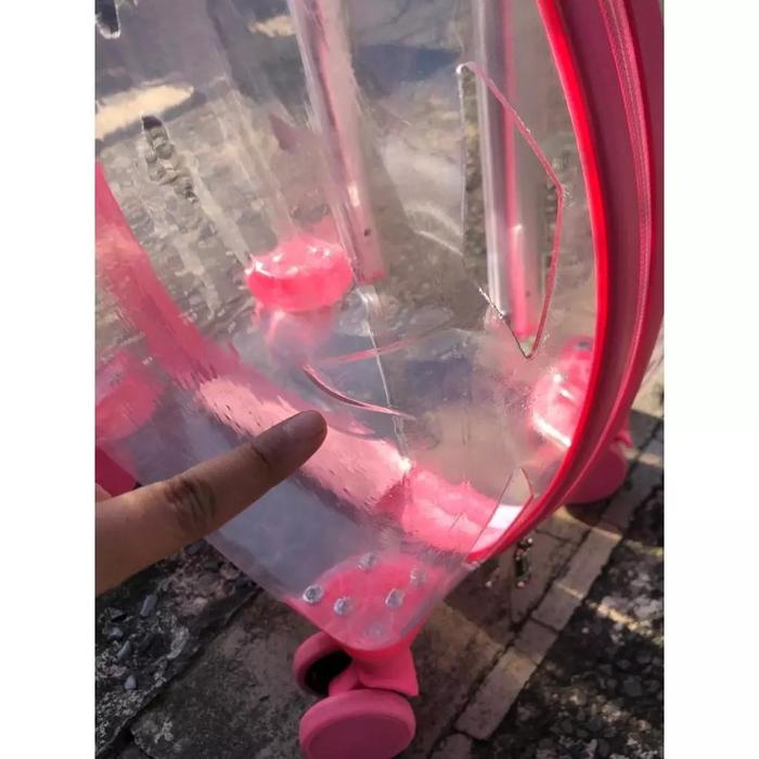 Gambar Tas Transparan Kucing Anjing Trolley Cargo Travel Bag Cat Dog Koper - pink penyok dari Tail Lovers undefined Tokopedia