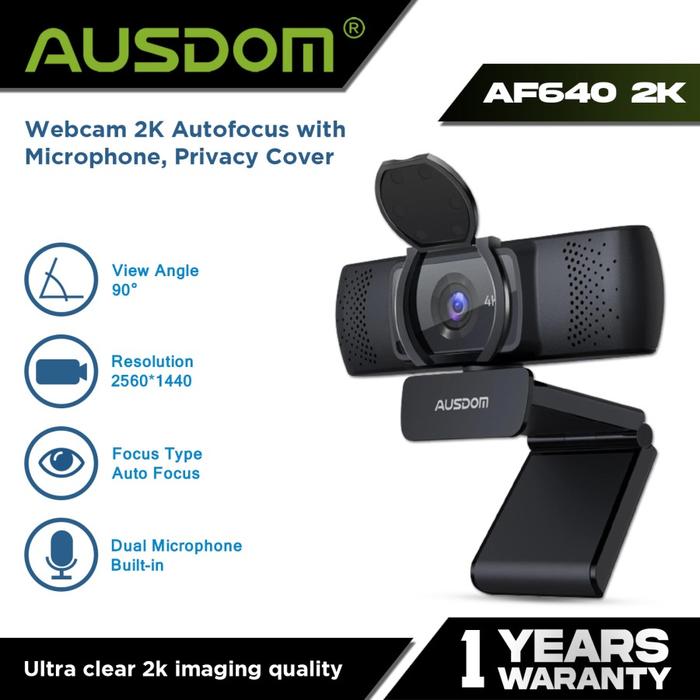 Gambar AUSDOM Webcam 2K Autofocus with Microphone, Privacy Cover - AF640 2K - AF6402K dari Ausdom Indonesia undefined Tokopedia