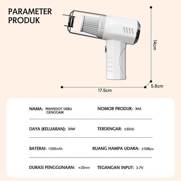 Gambar Syh Mall Vacuum Cleaner Genggam /2-In-1 Blower Air Duster /Portable Multifungsi Nirkabel (Wireless) Penyedot Debu / Rumah Mobil Mini Vacuum Portable /X66 - Putih dari fitri store892 undefined Tokopedia