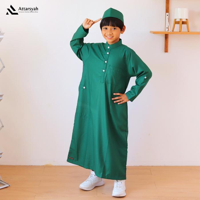 Gambar Gamis Anak Laki Laki Baju Jubah Polos Cowok BUYA Santri Baju Santri Cowok Pondok - Hijau Botol, XS/4 dari AMADEA DISTRO undefined Tokopedia