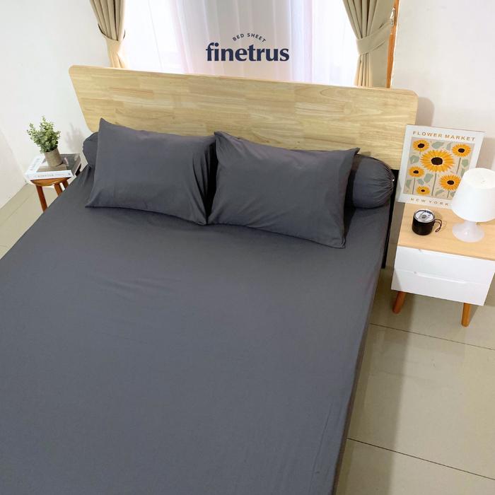 Gambar Finetrus - Sprei 160x200x39 Set Tinggi Sprei 39 cm - POLOS DARK GREY dari finetrus undefined Tokopedia