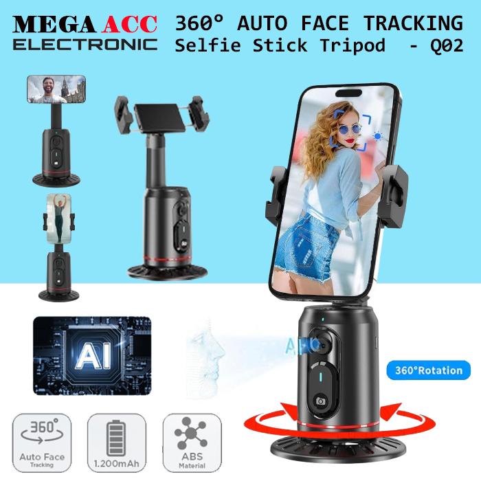 Promo Auto Face Tracking With Adjustable Lens Q02 Gimbal Tripod