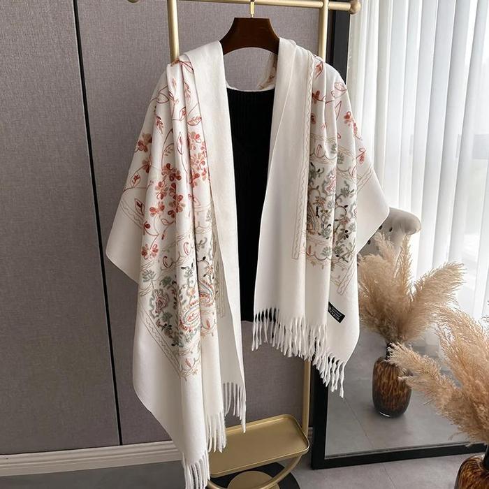 Jual Po New Luxury Design Winter Embroidery Cashmere Scarves High
