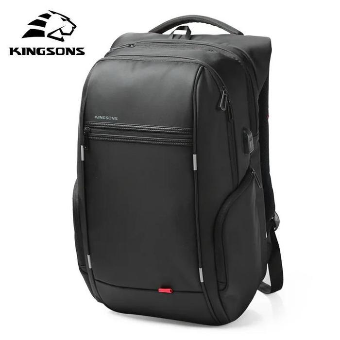 Kingsons Laptop Waterproof Backpack Multi-layer Anti-theft  Business Travel Bag USB Charging fit Students Black Model A, inch di 