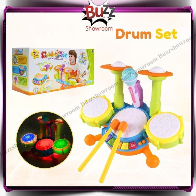 Baby Drum Set Mainan Anak Jazz Drum Set Bayi Electric Music Mic