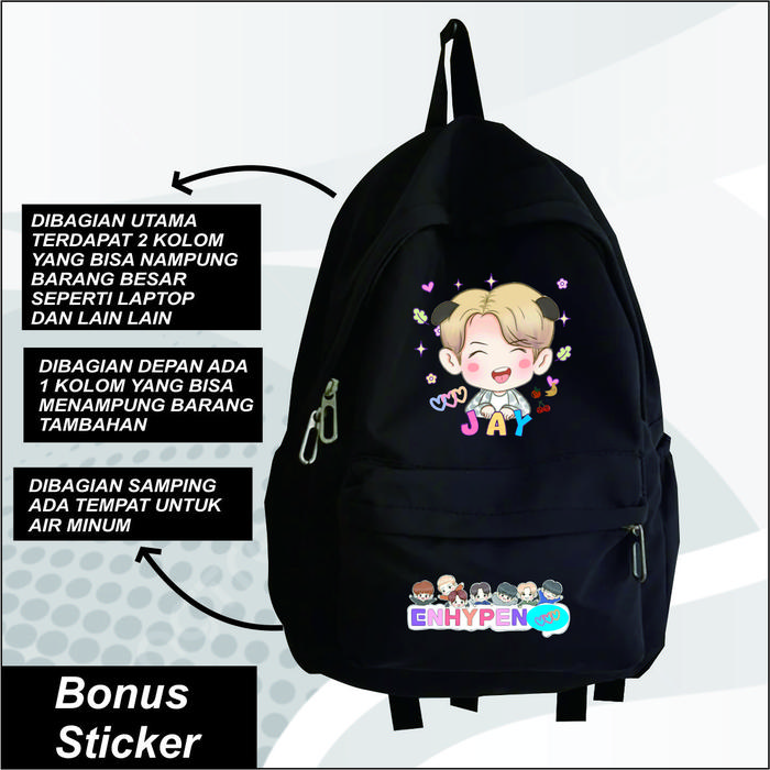 Gambar Tas Sekolah Ransel Enhypen Kpop Heeseung Jake Jay Jungwon Niki Sunghoon Sunoo Korea - Jay dari DMC House Durio Merch undefined 4 Tokopedia