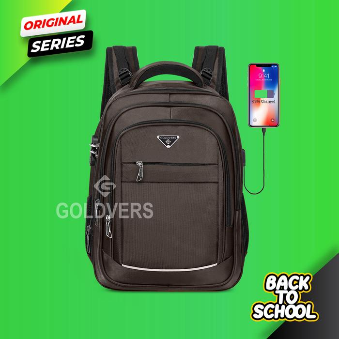 Gambar Tas Ransel Polo Goldvers Ransel Laptop Jumbo 18inch FREE KABEL USB - Coklat dari goldvers undefined Tokopedia