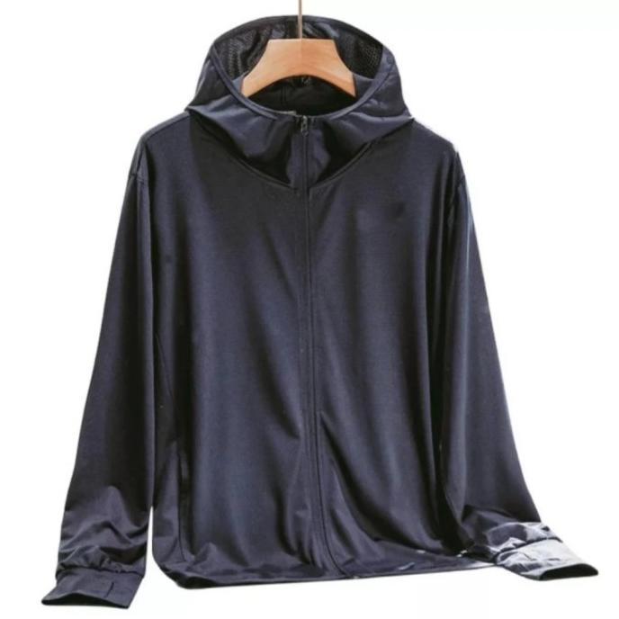 Gambar Jaket Olahraga Pria Gym Running Dry fit Elastic UV protect Fashionable - Black hapuslogo, XL dari Westgoo undefined Tokopedia