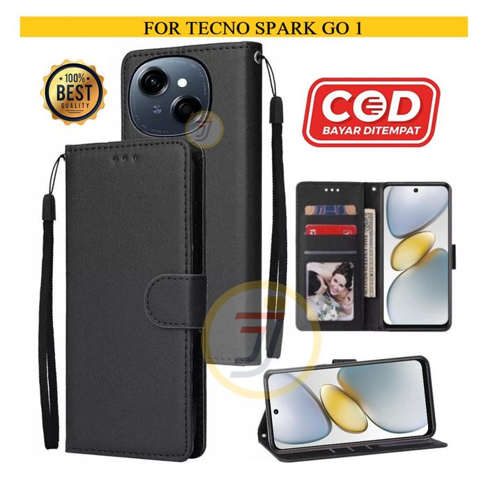 Gambar Case Tecno Spark Go 1 Case Kulit Full Protection Casing Dompet Hp Premium - Hitam dari Java Acc Store undefined Tokopedia