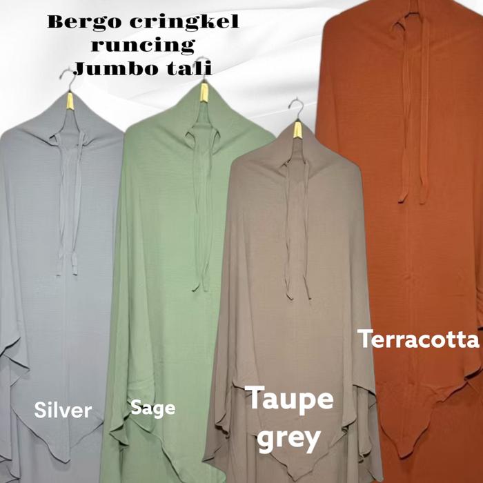 Gambar TALI JUMBO NONPAD Model Pinguin Lancip khimar,hijab syari Bahan Crinkle Air Flow Premium - silver dari Gazala hijab undefined Tokopedia