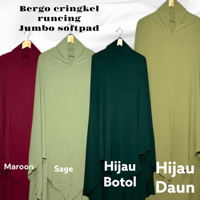 Gambar TALI JUMBO NONPAD Model Pinguin Lancip khimar,hijab syari Bahan Crinkle Air Flow Premium - hijau botol dari Gazala hijab undefined Tokopedia