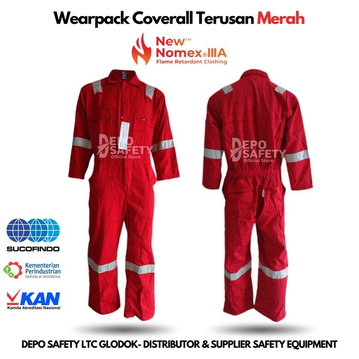 Gambar WEARPACK TERUSAN NOMEX IIIA ANTI API ORIGINAL - BAJU KERJA COVERALL NOMEX ASLI - Merah, S dari DEPO SAFETY LTC GLODOK undefined Tokopedia
