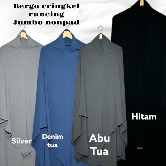 Gambar Khimar JUMBO NONPAD Bahan Crinkle Air Flow - Hitam dari Gazala hijab undefined Tokopedia