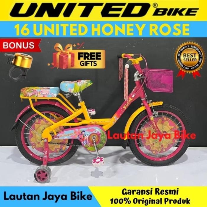 Gambar Sepeda anak 16 Mini UNITED HONEY ROSE - pink oren dari Toko Sepeda Lautan Jaya_NEW undefined Tokopedia