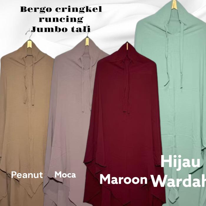 Gambar TALI JUMBO NONPAD Model Pinguin Lancip khimar,hijab syari Bahan Crinkle Air Flow Premium - marron dari Gazala hijab undefined Tokopedia