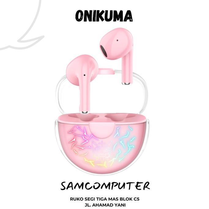 Jual Onikuma T35 Earphone Pink Bluetooth Gaming Earbuds 60ms