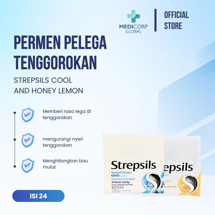 Gambar Strepsils lozenges permen batuk sakit tenggorokan sore throat isi 24 - Honey Lemon dari Medicorp Global undefined Tokopedia