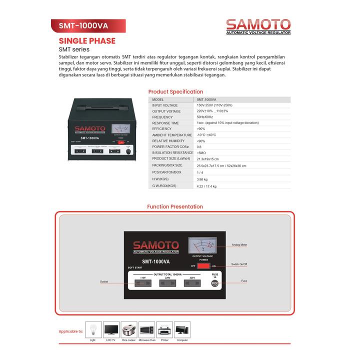 Gambar STABILIZER SAMOTO 1000VA UNTUK CPU / KOMPUTER - NEW MODEL dari Surabaya Network Indonesia undefined Tokopedia