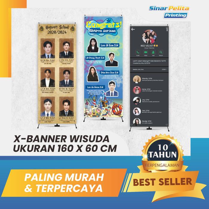 Gambar X BANNER WISUDA UK. 1.6X0.6 FREE DESAIN - X BANNER WISUDA CUSTOM - FLEXY 280GR SUPERGLOSSY - DESAIN CUSTOM dari Sinar Pelita Printing undefined Tokopedia