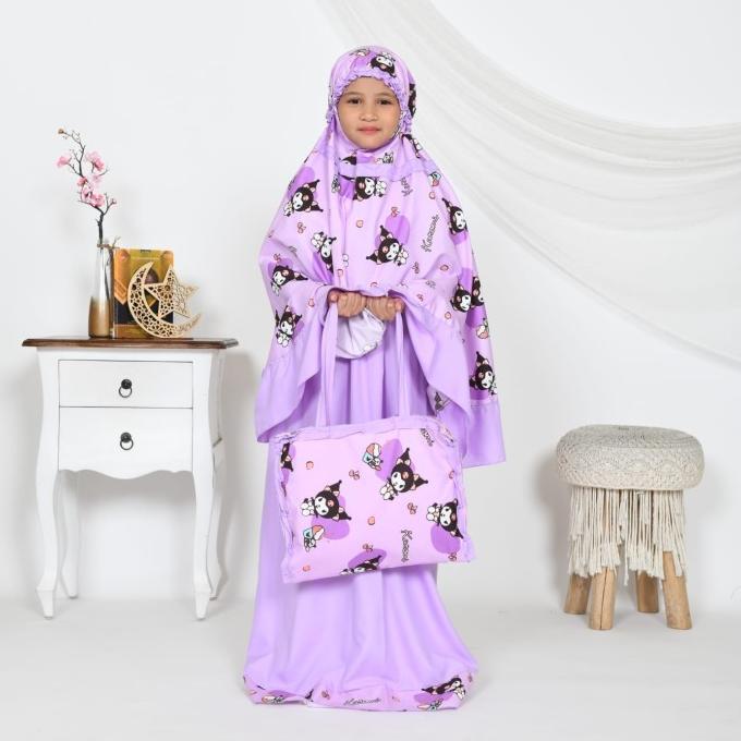 Gambar [Sale] Mukena Anak Sajadah 2In1 Kuromi | Mukena Anak Perempuan | Mukena Anak 9-12 Tahun Murah - M dari Bakulgerabah34 undefined Tokopedia