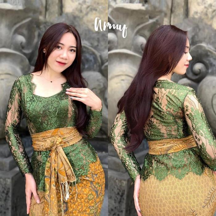 Gambar [ TERMURAH ] kebaya jadi bali brokat santili metalik juwita murah terlaris terbaru kebaya kutu baru kebaya jadi juwita kebaya brokat metalik kebaya encim - Santili army, Panjang XXL dari anomancollection undefined Tokopedia