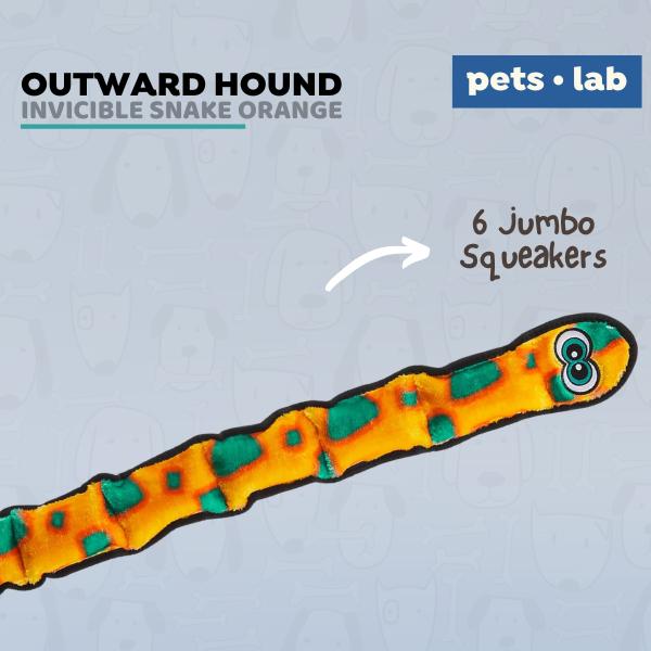 Gambar Outward Hound Invicible Snake Large Orange Mainan Anjing Squaker Dog - 6 Squeakers dari Pets Lab undefined Tokopedia