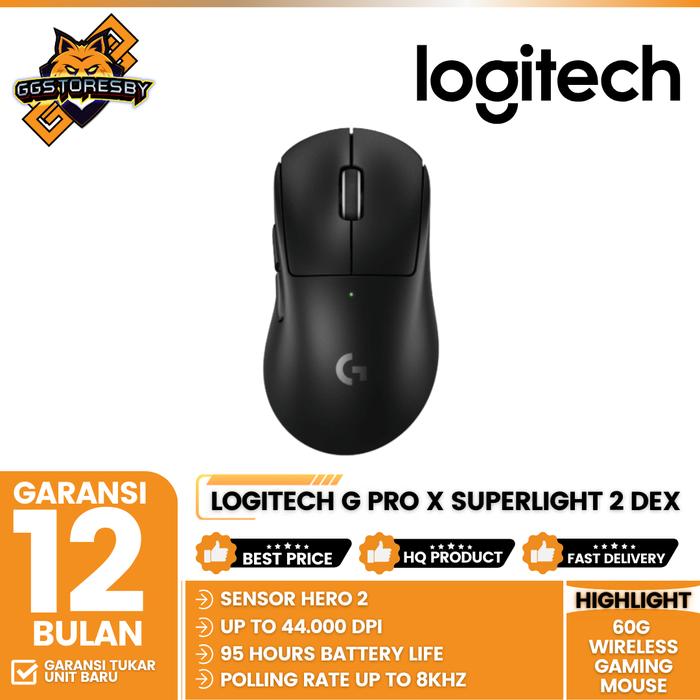 Gambar LOGITECH G PRO X SUPERLIGHT 2 DEX LIGHTSPEED 60G WIRELESS GAMING MOUSE - Black dari GGSTORESBY undefined Tokopedia