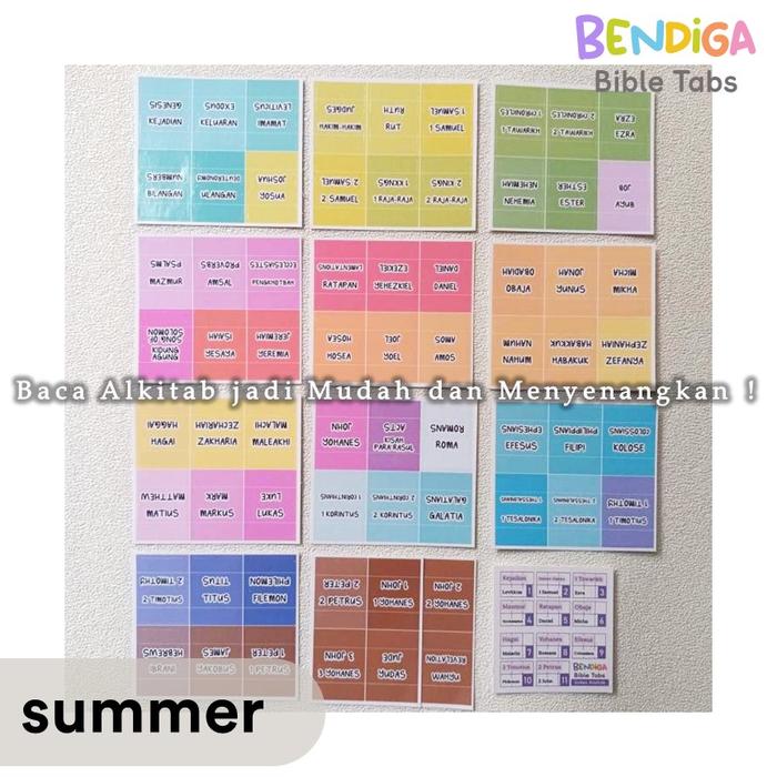 Gambar [BENDIGA GBU- SUMMER BIBLE STUDY] Stiker Bible Tabs Index 66 Dua Bahasa Inggris 66pcs Laminated BIBLE TABS INDEX Sticker Index Alkitab - SUMMER dari bendigaGBU undefined Tokopedia