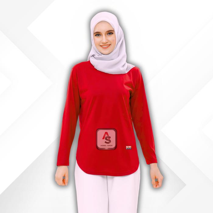 Gambar Kaos Wanita Lengan Panjang Model Oval Bawah #Baju Semi Tunik Polos Cewek Keren Viral Kekinian - Atasan Blouse Perempuan Hijab Terbaru M L XL XXL Oversize Jumbo BigSize Cotton Combed 30S T-Shirt Long Sleeve Korean Style Hijabers - Merah, M dari AsnelShop undefined Tokopedia