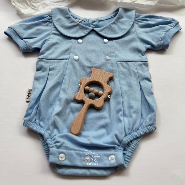 Gambar Babyboo Peter Pan Cotton Shirt Baby Romper - Baby Blue, XS (0-6mo) dari Babyboo.idn undefined Tokopedia