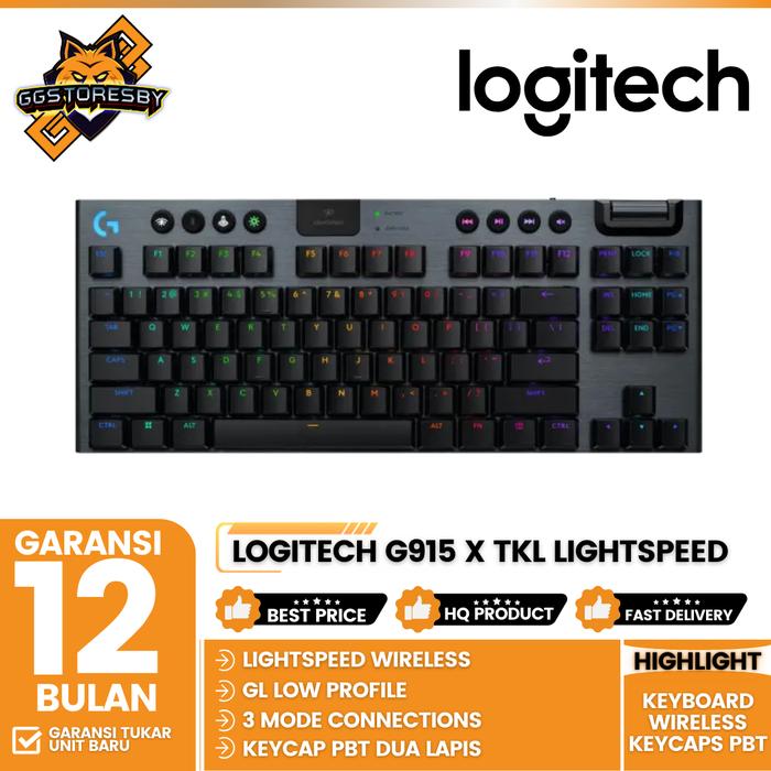 Gambar LOGITECH G915 X LIGHTSPEED TKL GAMING KEYBOARD WIRELESS KEYCAPS PBT - Black dari GGSTORESBY undefined Tokopedia