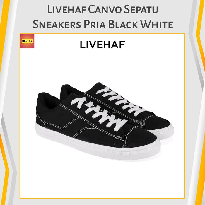 Gambar Livehaf Canvo Sneakers Black White dari Oliv.Fs undefined Tokopedia
