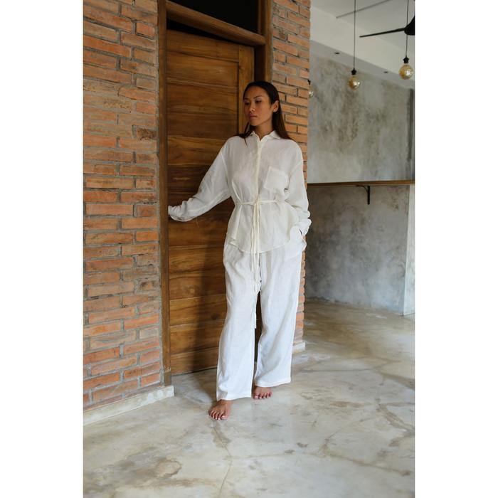 Gambar linen TIE SHIRT SET - 100% French Flax Linen - white, s/m dari The Katha undefined Tokopedia
