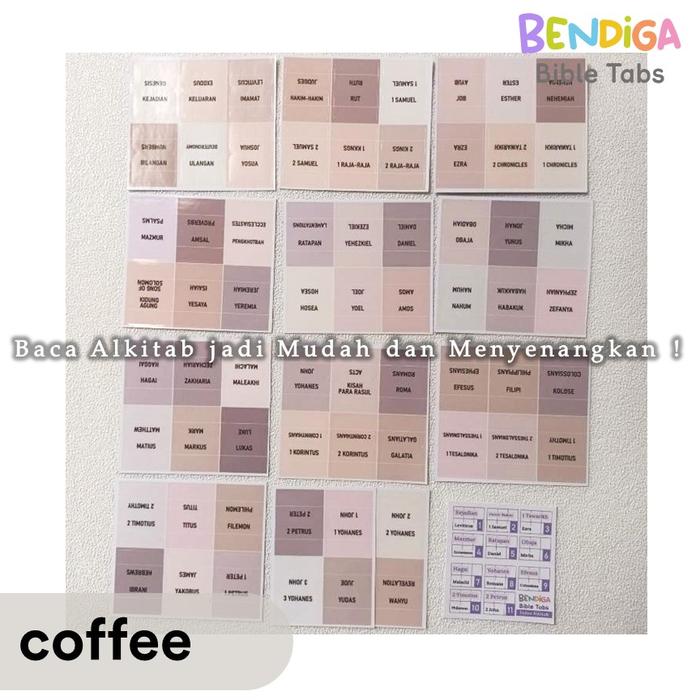 Gambar [BENDIGA GBU- COFFEE MIXED TONES] Stiker Index Alkitab Sticker Bible Tabs Index 66 Dua Bahasa Inggris 66pcs Laminated BIBLE TABS INDEX Sticker Index Alkitab - COFFEE dari bendigaGBU undefined Tokopedia