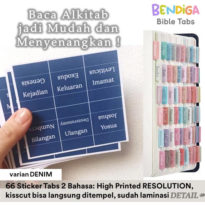 Gambar [BENDIGA GBU- DENIM BOLD FONT] Stiker Index Alkitab Sticker Bible Tabs Index 66 Dua Bahasa Inggris 66pcs Laminated BIBLE TABS INDEX Sticker Index Alkitab - DENIM dari bendigaGBU undefined Tokopedia