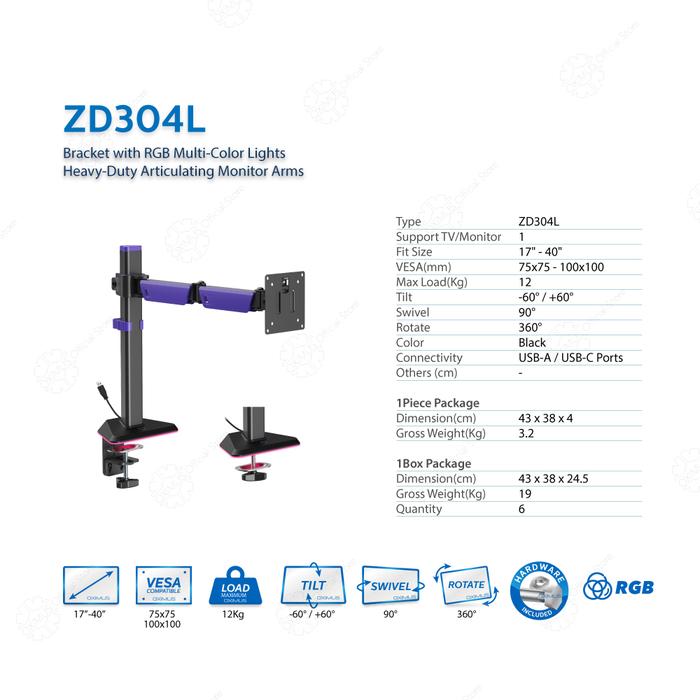 Gambar Heavy-Duty Bracket Single dan Dual Monitor 17" - 40" Oximus ZD304L | ZD324L Hitam Ungu Violet RGB Lengan Monitor Gaming dengan Pencahayaan RGB yang Artikulatif Gaming Nyaman, Menang dengan Gaya - ZD304L, DT dari Oximus Indonesia undefined Tokopedia