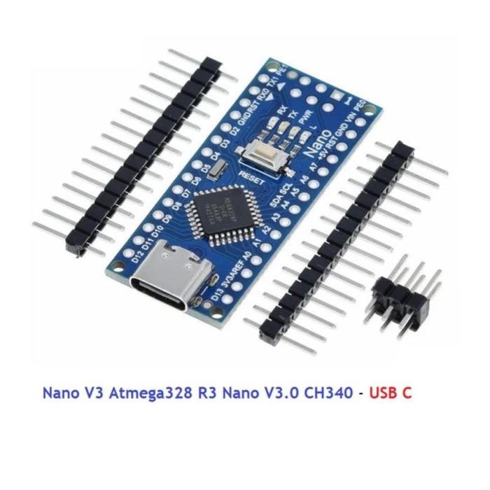 Gambar Arduino Nano V3 Compatible Arduino ATMEGA328 CH340G Micro USB Type C - Belum Disolder dari MikroPal undefined Tokopedia