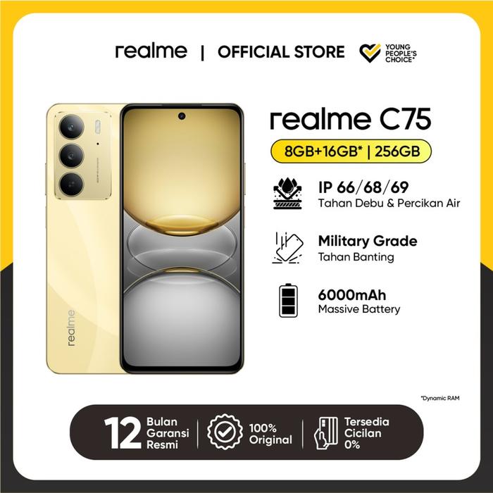 Gambar REALME C75 8/128GB & 8/256GB GARANSI RESMI - GOLD, 8/256GB dari SlimNFit undefined Tokopedia
