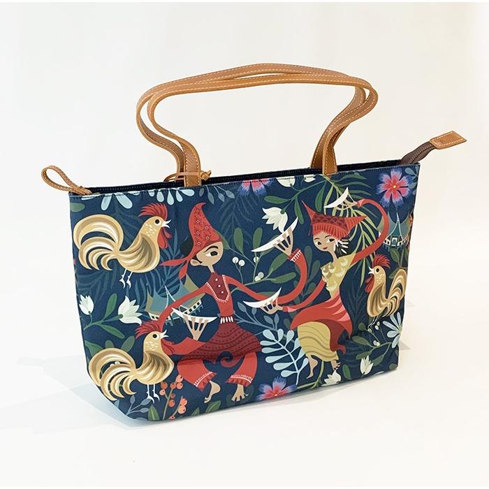 Jual Tote Bag Sepiring Indonesia Ethnic Canvas Genuine Leather