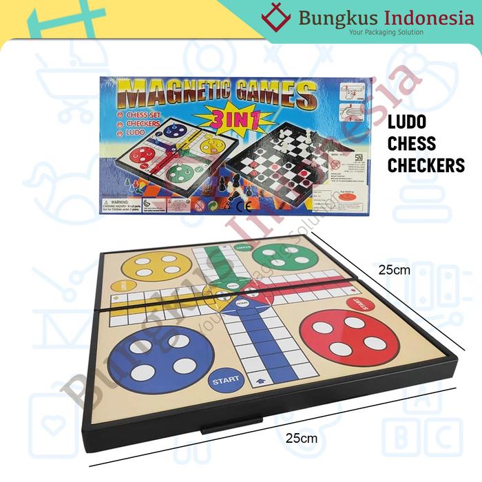 Gambar 3in1 Board Game Magnet NEW / Chess / Checkers / Ludo / Catur dari Bungkusind undefined Tokopedia