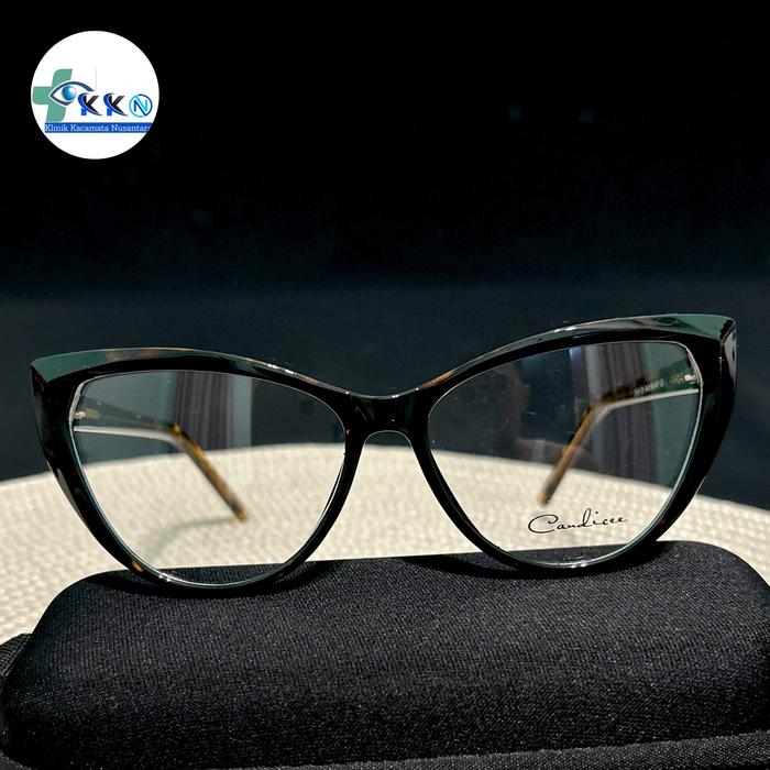 Gambar Frame kacamata model cat Eyes  untuk wanita bisa untuk resep minus silinder ataupun plus - Hitam, Antiradiasi dari klinik kacamataQu undefined Tokopedia