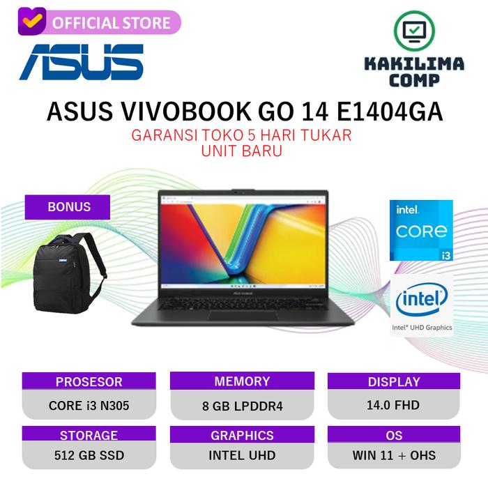 Gambar Asus Vivobook 14 E1404GA I3 N305 8Core 8Gb 256Gb/512Gb Layar 14.0Fullhd - Unit Only, 8GB/256GB dari KakiLima Comp undefined Tokopedia