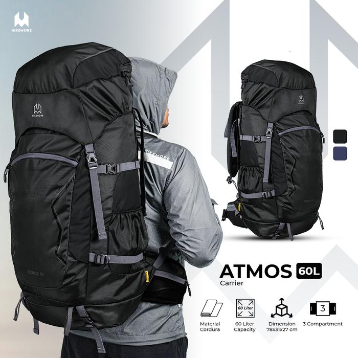 Gambar Tas Gunung Carrier Backpack Hiking Hikemore Atmos Original - Black 60 dari Hikemore undefined Tokopedia