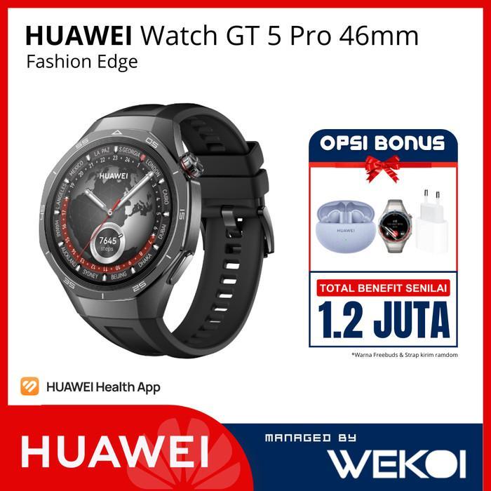 Gambar Huawei Watch Gt 5 Pro 46Mm Ceramic And Titanium | Pro-Level Sports |Gold Course Map | Up To 2-Week Battery Life New 100 % Original - Pro 46mm Black, Bonus dari SAUNGINsuji54 undefined Tokopedia